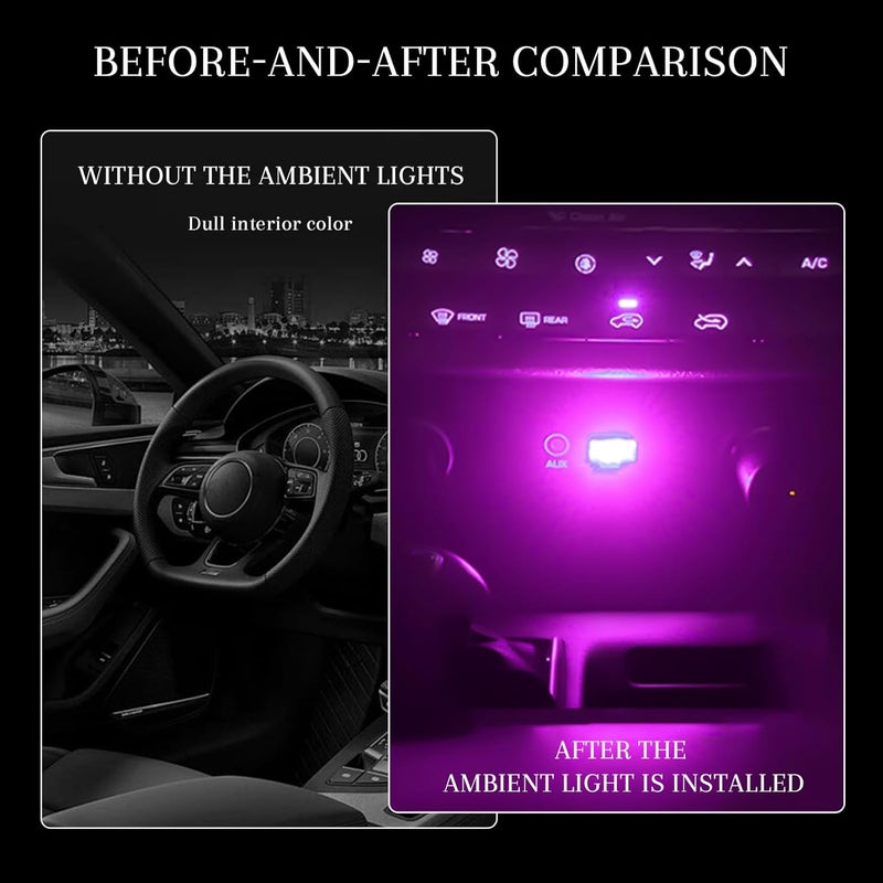 Hbxdeco 4 PCS USB LED Car Interior Atmosphere Lamp, Portable Mini Auto LED Decor Night Light, Plug-in USB Interface Ambient Lighting Kit, Universal Car Interior Accessories(Purple) - Image 4